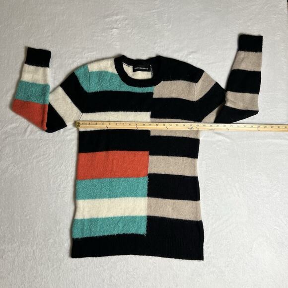 Womens Wool Alpaca Blend Striped Sweater Sz M Vibrant Unique Funky Designer Arty - Picture 7 of 9